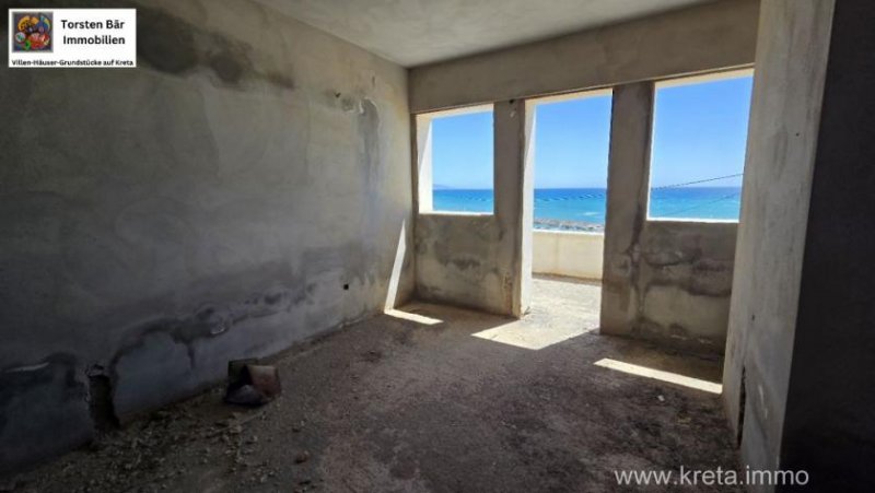 Kookinos Pirgos Kreta Kokkinos Pirgos unfertiges Geschäftsgebäude mit Wohnungen direkt am Meer Gewerbe kaufen